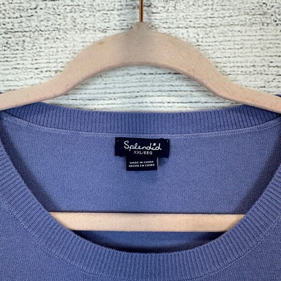 Splendid Plus Size Purple Knit Soft Short Sleeve Blouse Size XXL - Picture 4 of 8